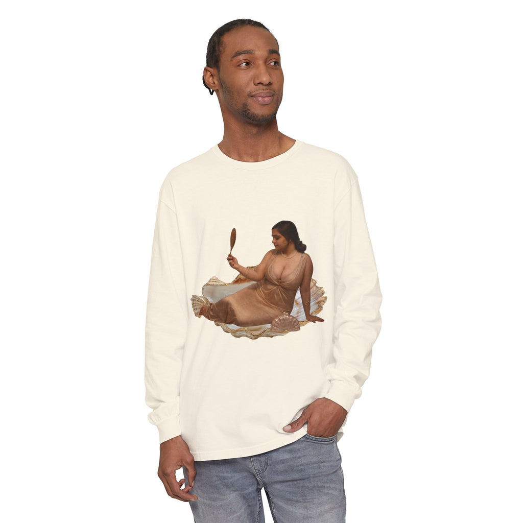 Long Sleeve T-Shirt — “Love, Dua Lipa” Shell Goddess Graphic