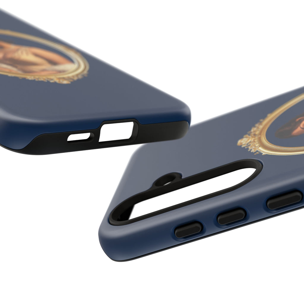 Vintage Portrait Phone Case — Elegant Gold Frame on Navy