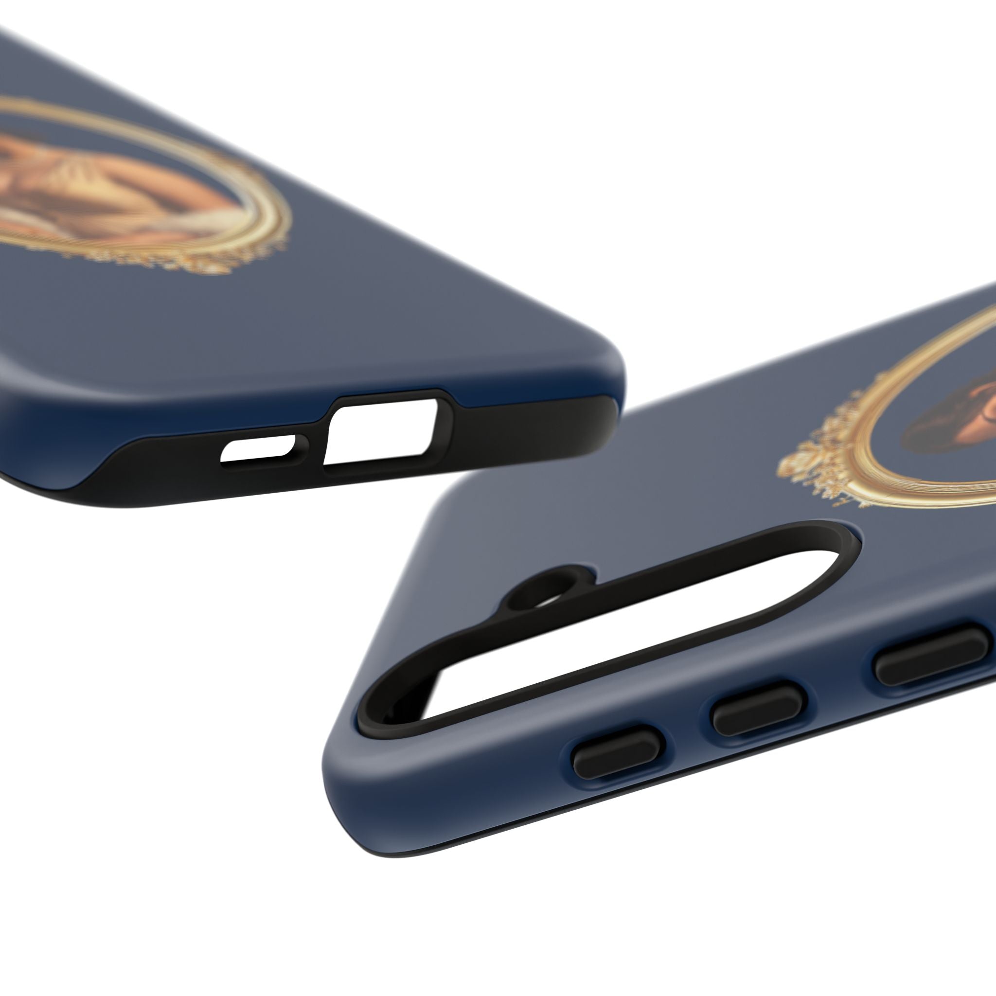 Vintage Portrait Phone Case — Elegant Gold Frame on Navy
