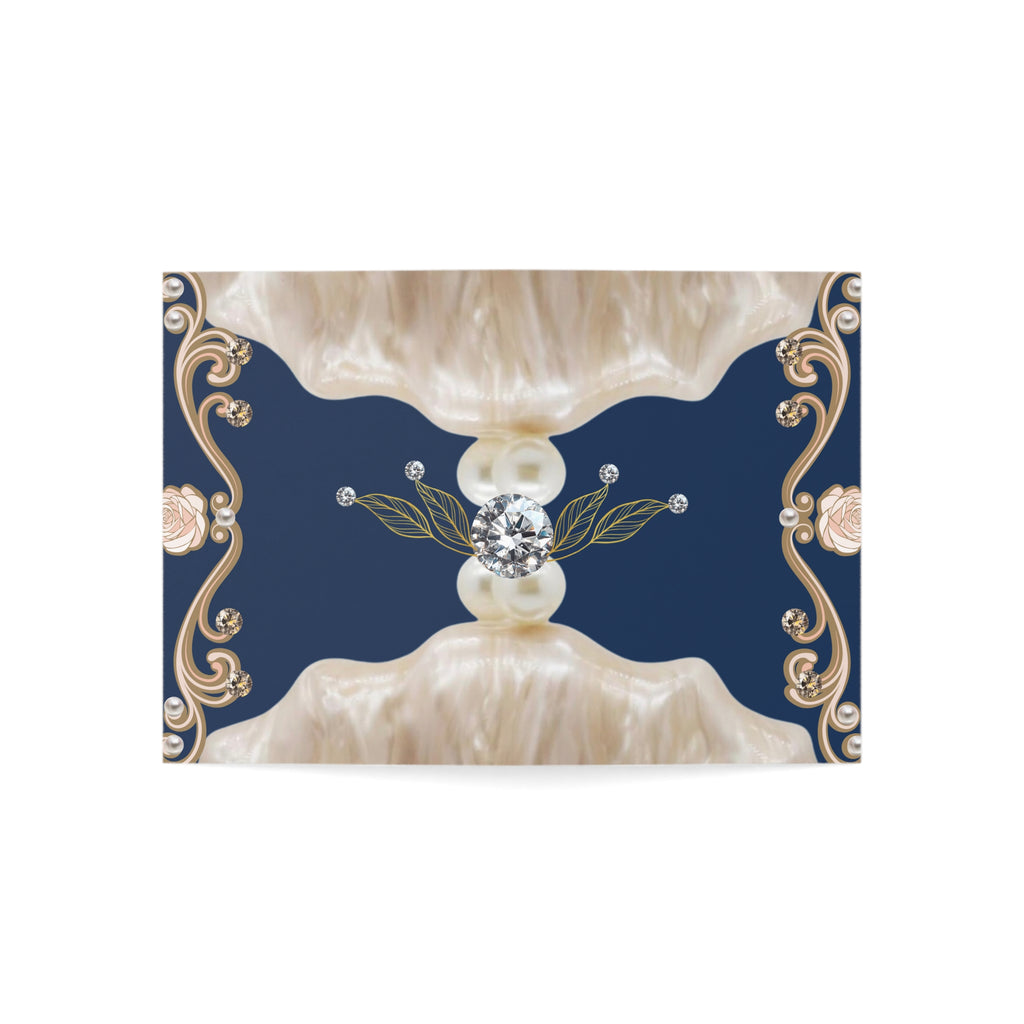 Elegant Pearl & Navy Floral Greeting Cards — Pack of 1/10/30/50