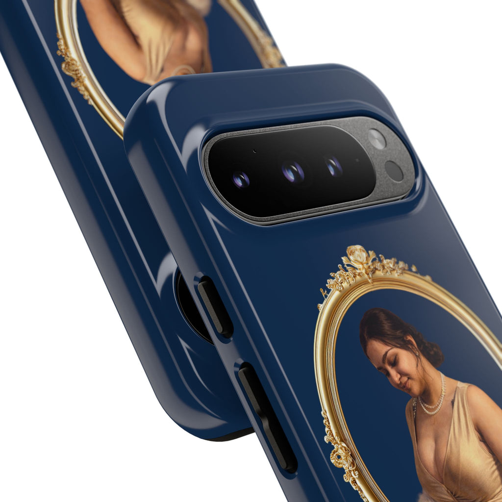 Vintage Portrait Phone Case — Elegant Gold Frame on Navy