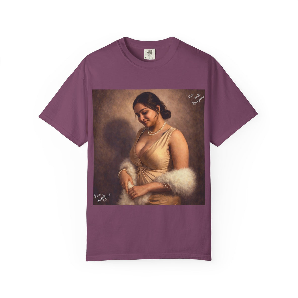 Drashti Portrait Graphic T-Shirt — Vintage Framed Lady Art Print