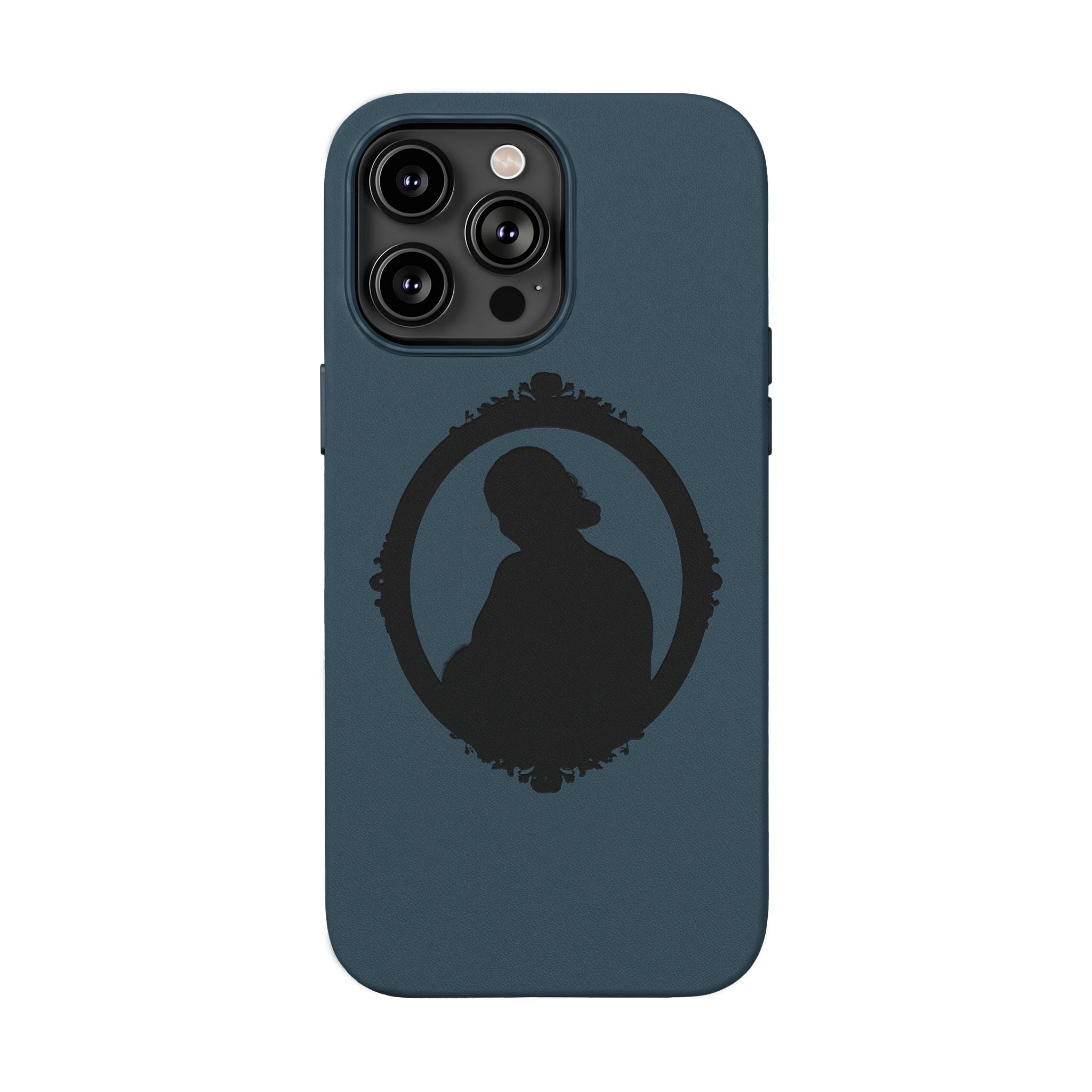 Engraved PU Leather Phone Case — Silhouette Outline Design