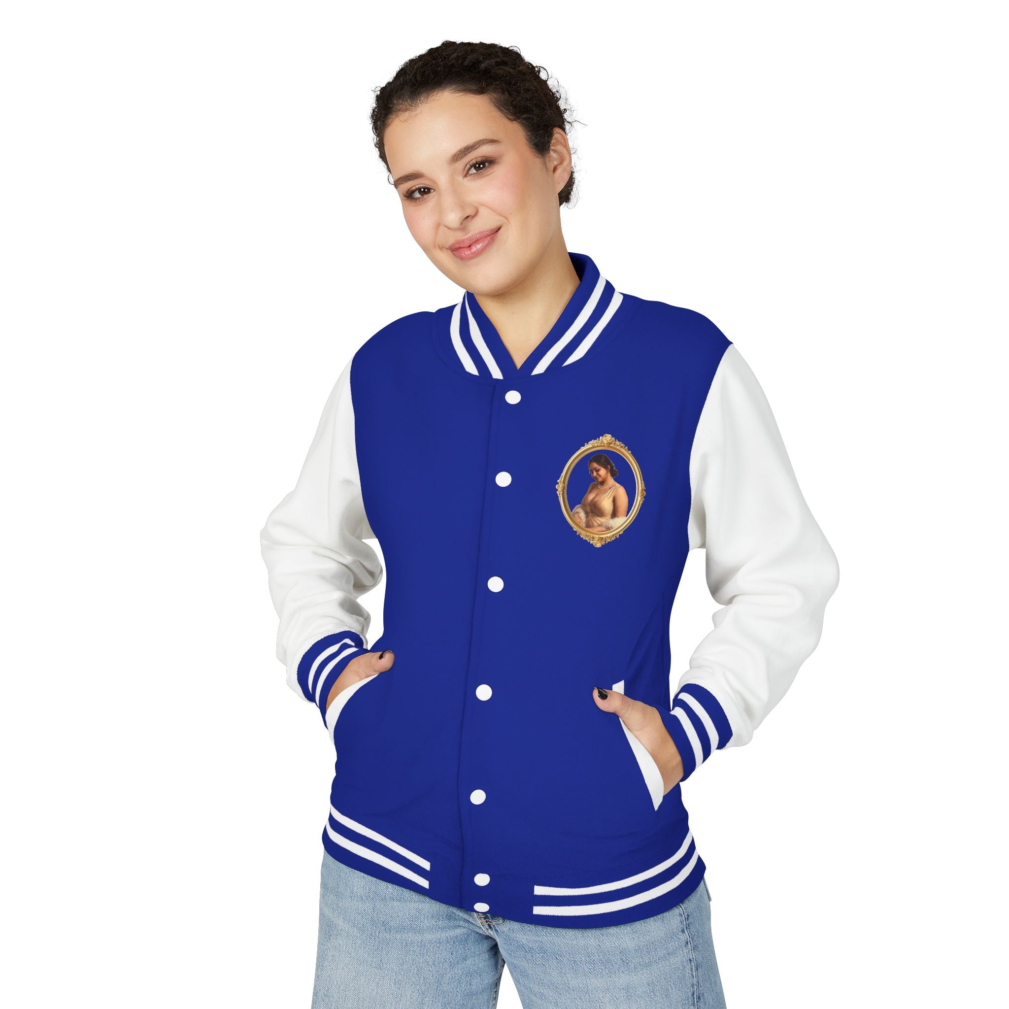 Vintage Portrait Letterman Jacket — Framed Classical Art Varsity Jacket