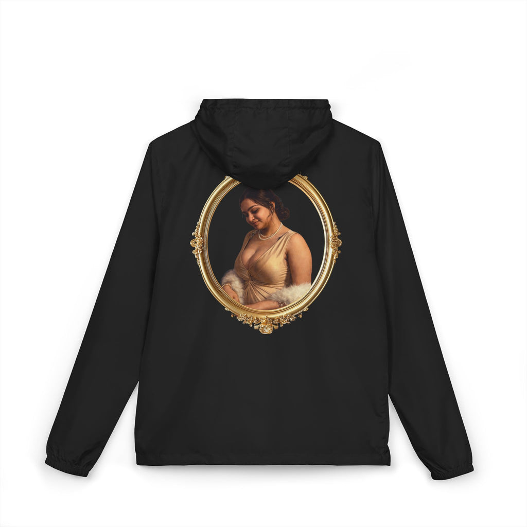 Portrait Frame Windbreaker Jacket — Vintage Painted Woman Print