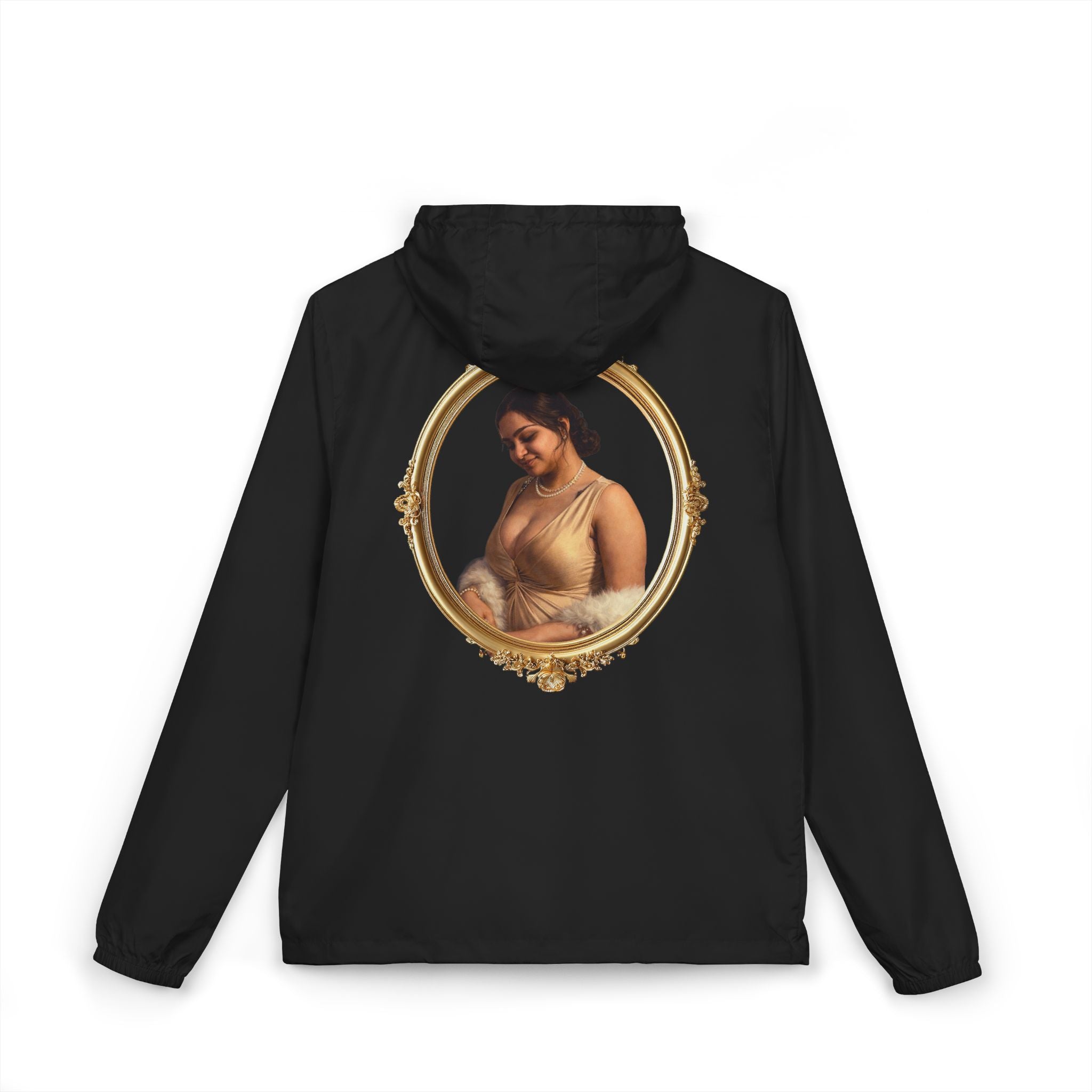 Portrait Frame Windbreaker Jacket — Vintage Painted Woman Print