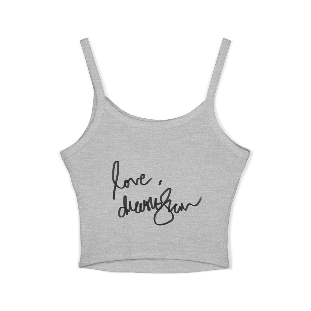 Spaghetti Tank Top — Vintage Portrait Frame with “Love, Always” Handwritten Script