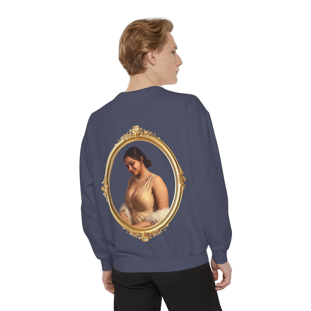 Portrait Sweatshirt — Vintage Frame Elegant Lady Graphic Pullover