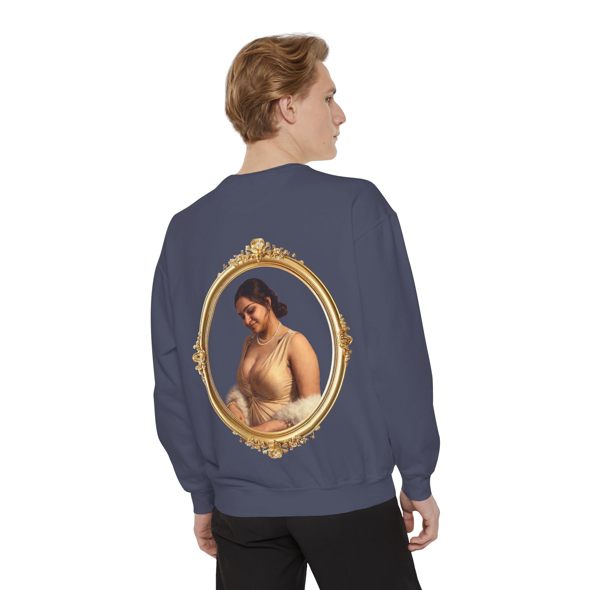 Portrait Sweatshirt — Vintage Frame Elegant Lady Graphic Pullover