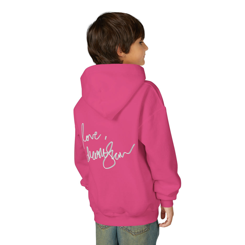 Youth Hoodie — Vintage Dancer Floral Graphic with “We Will Be Home” Back Script