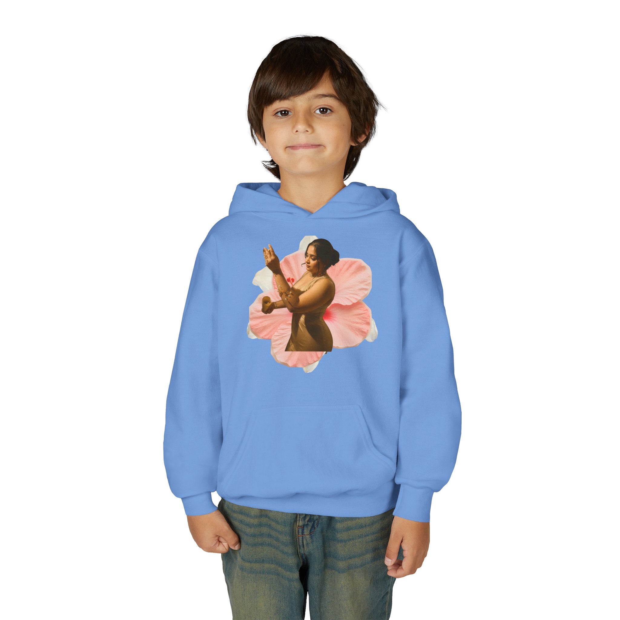 Youth Hoodie — Vintage Dancer Floral Graphic with “We Will Be Home” Back Script