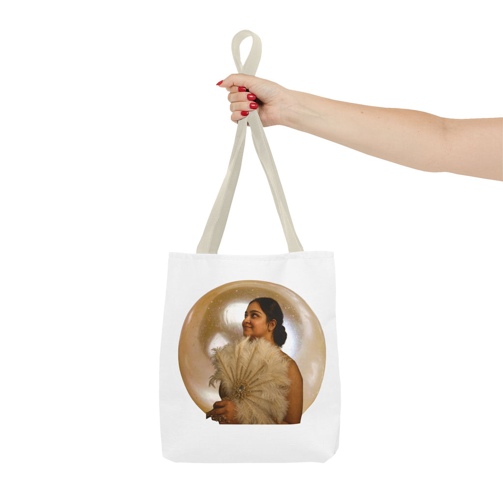 Vintage Portrait Tote Bag — Woman with Feather Fan Artwork