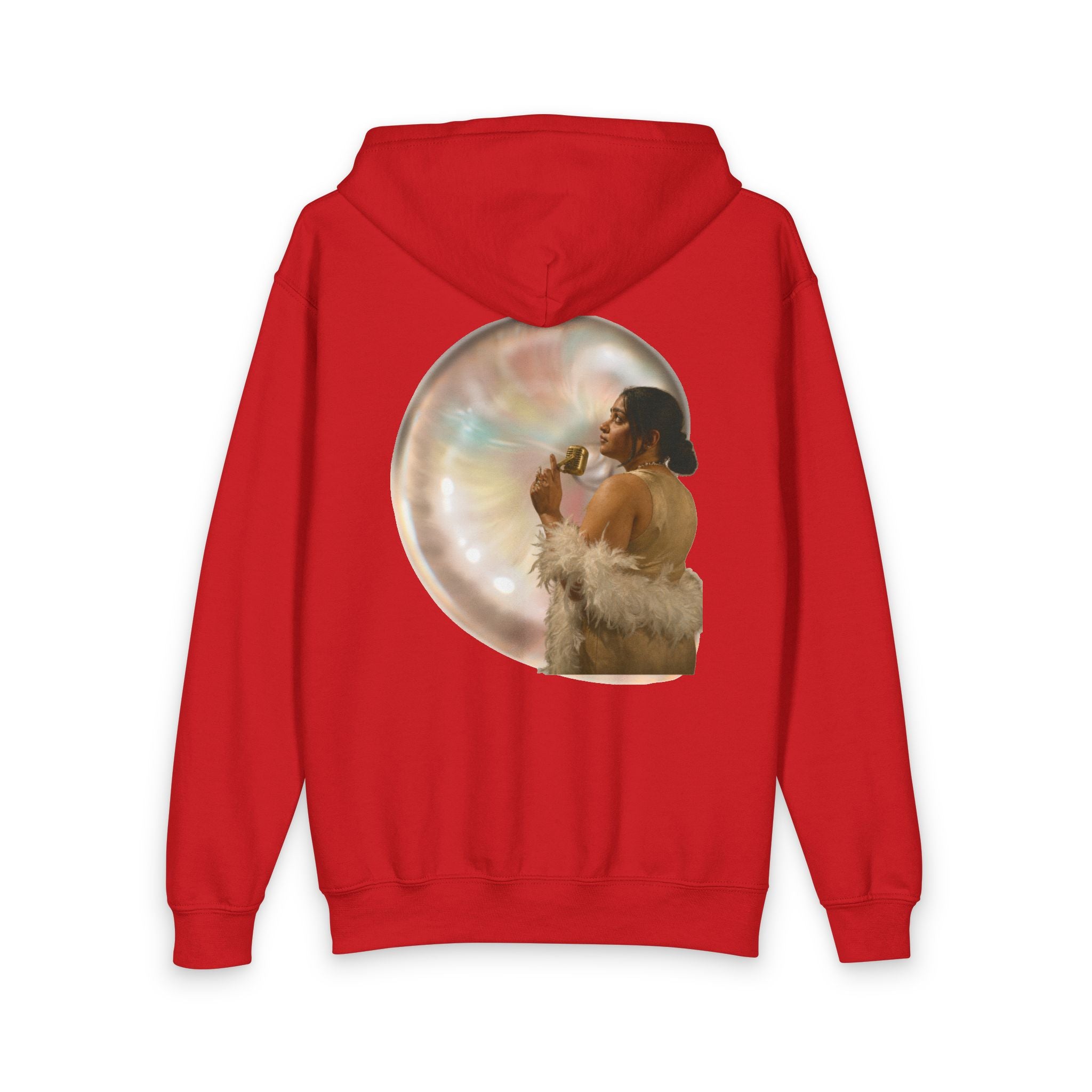 Youth Zip Hoodie with Vintage Bubble Portrait — Cozy Retro Aesthetic
