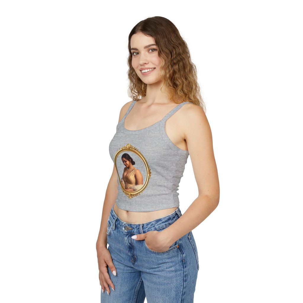 Spaghetti Tank Top — Vintage Portrait Frame with “Love, Always” Handwritten Script