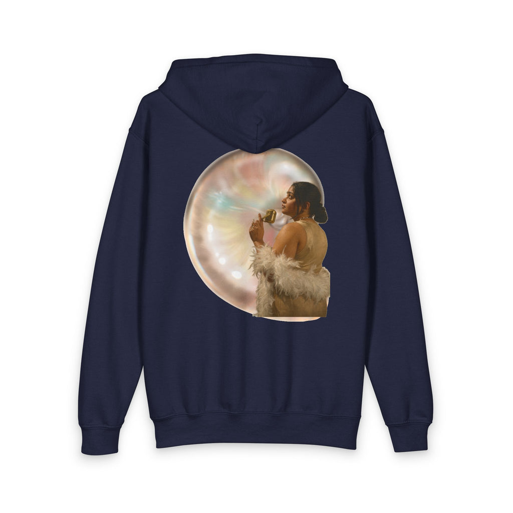 Youth Zip Hoodie with Vintage Bubble Portrait — Cozy Retro Aesthetic