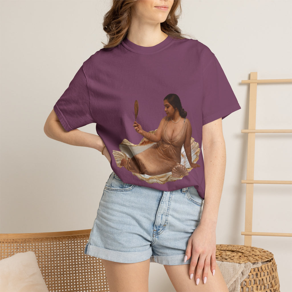 Venus Mirror T-Shirt — Nude Goddess Art Tee with 'Love, [Signature]' Back Print