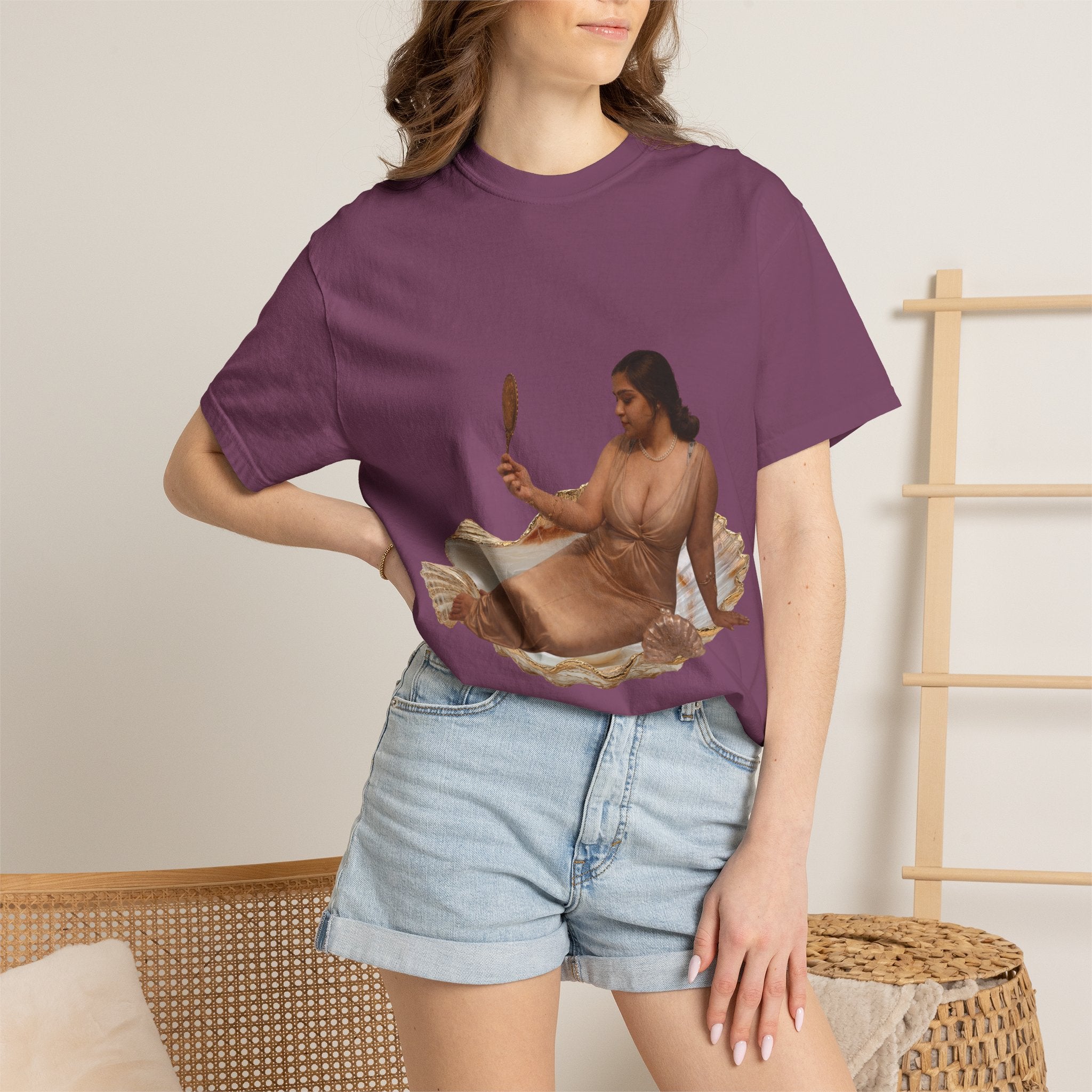 Venus Mirror T-Shirt — Nude Goddess Art Tee with 'Love, [Signature]' Back Print