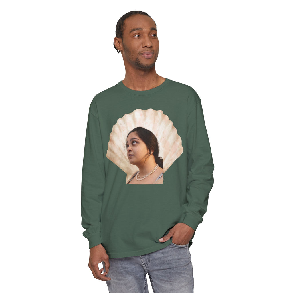 Shell Portrait Long Sleeve Tee — “We Will Be Home” Back Script