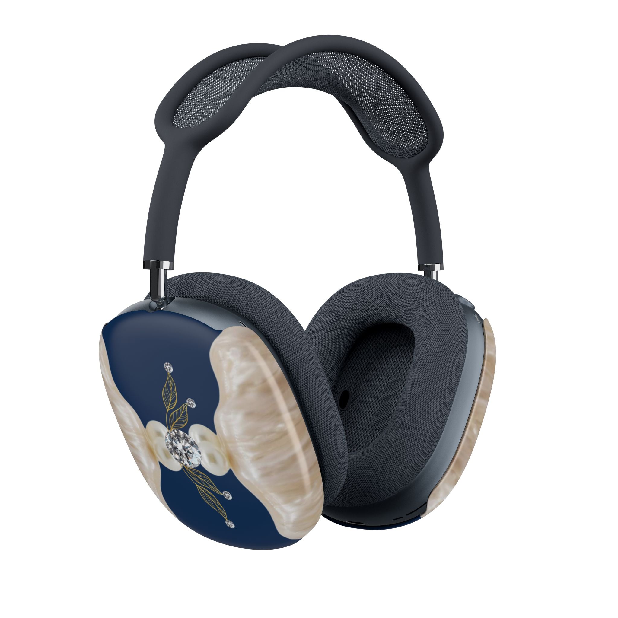 Pearl & Navy Floral AirPods Max Case — Elegant Protective Headphone Covers