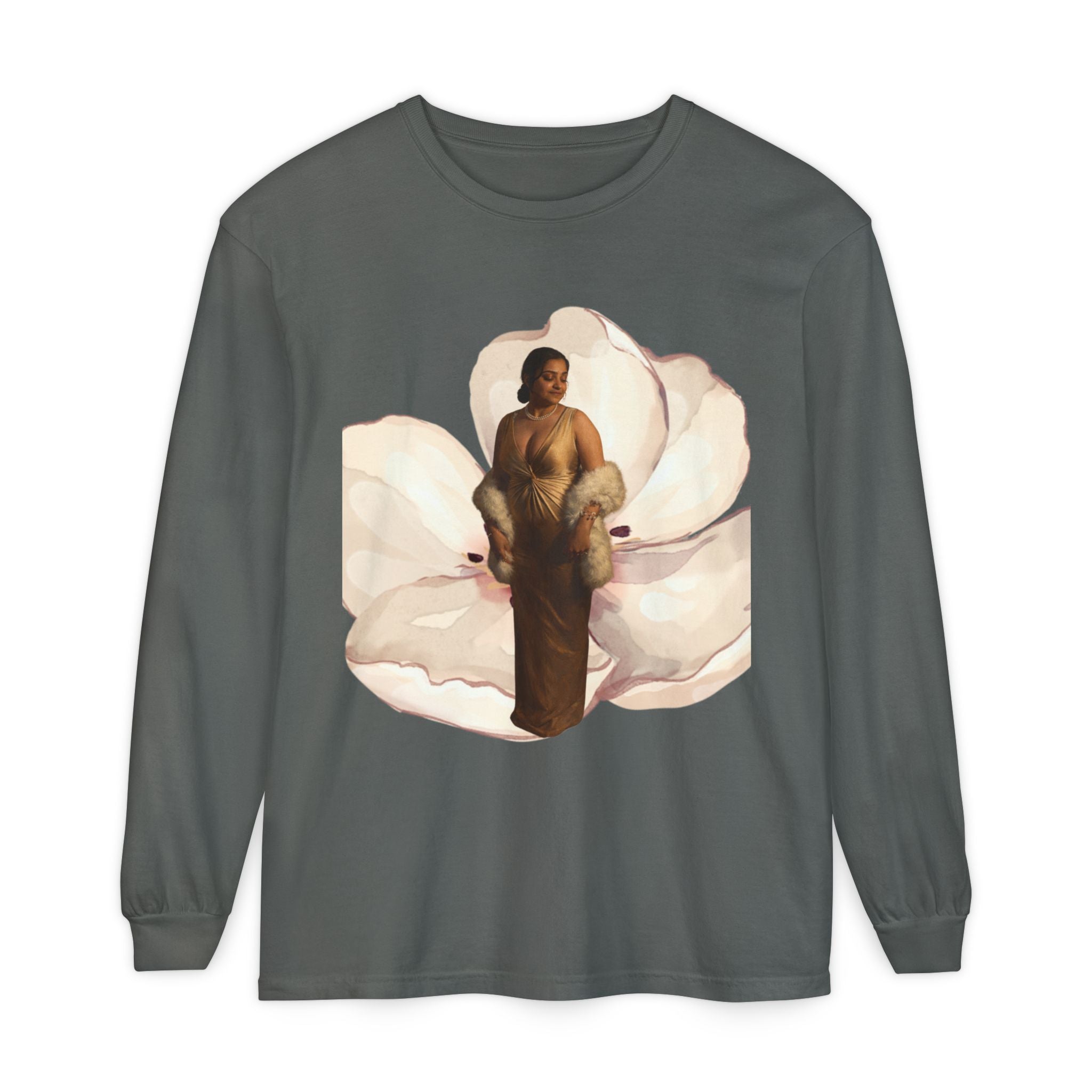 We Will Be Home Long Sleeve Tee — Floral Vintage Portrait Graphic