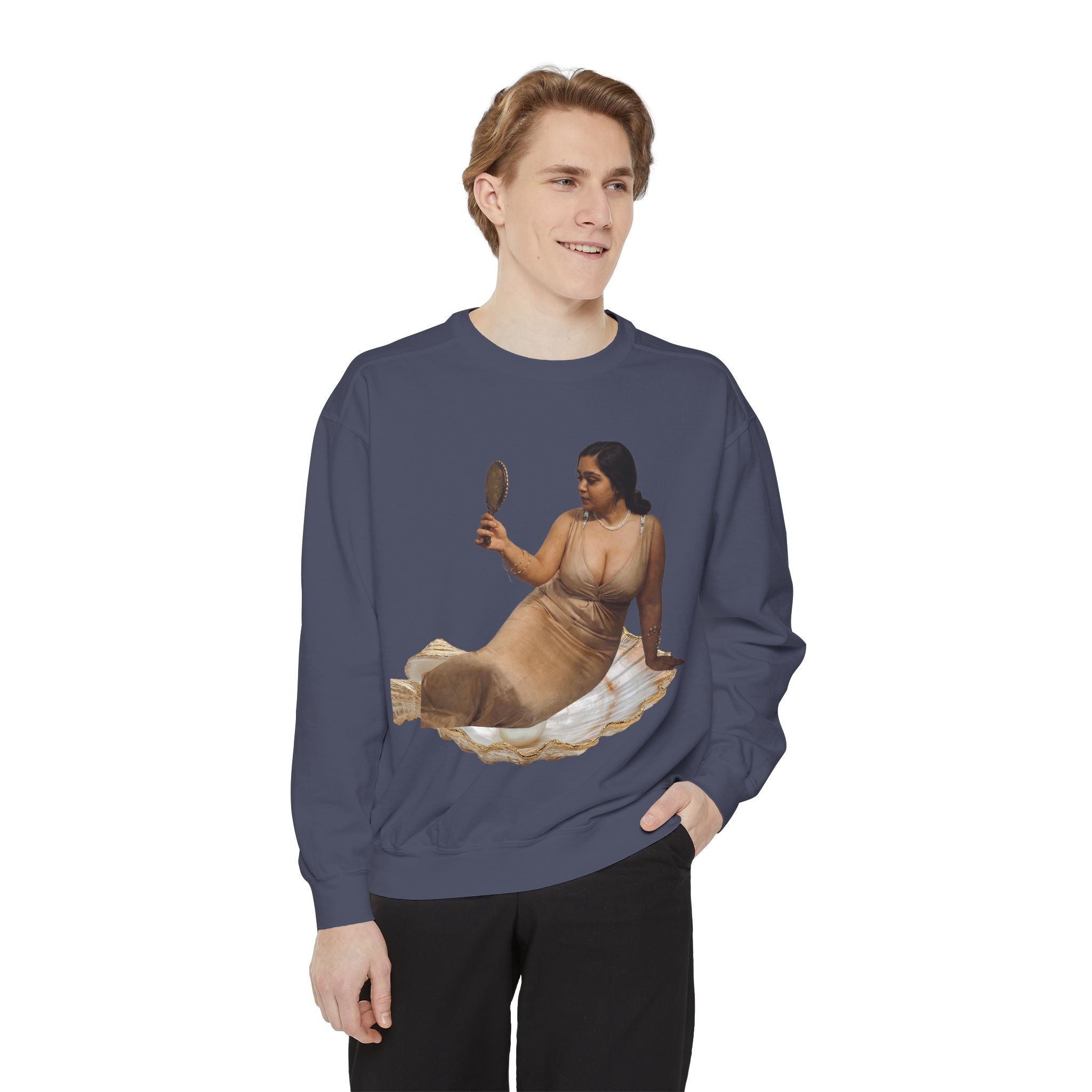 Reclining Muse Sweatshirt — 'We Will Be Home' Retro Art Graphic Crewneck