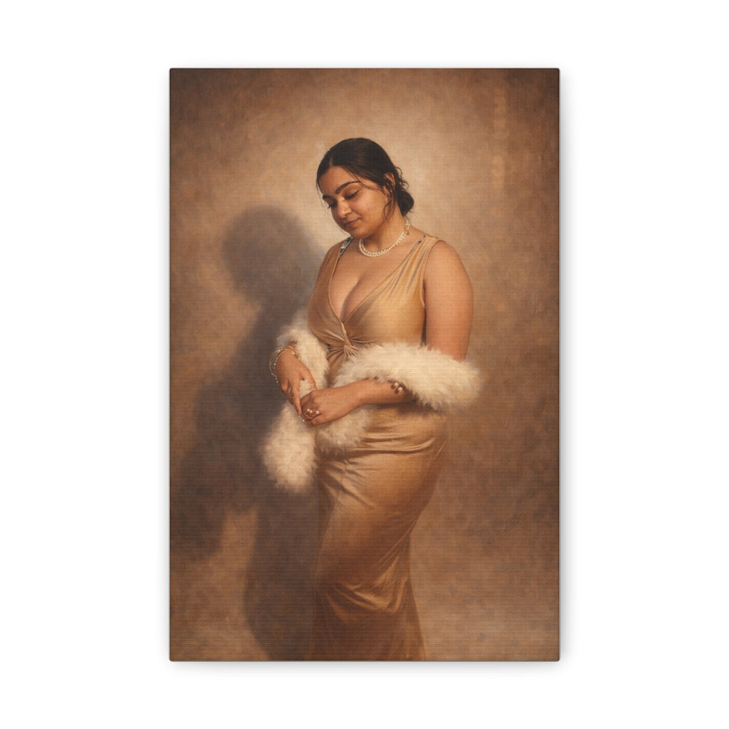Drashti Classic Canvas Portrait Print — Vintage Glamour Canvas Wall Art