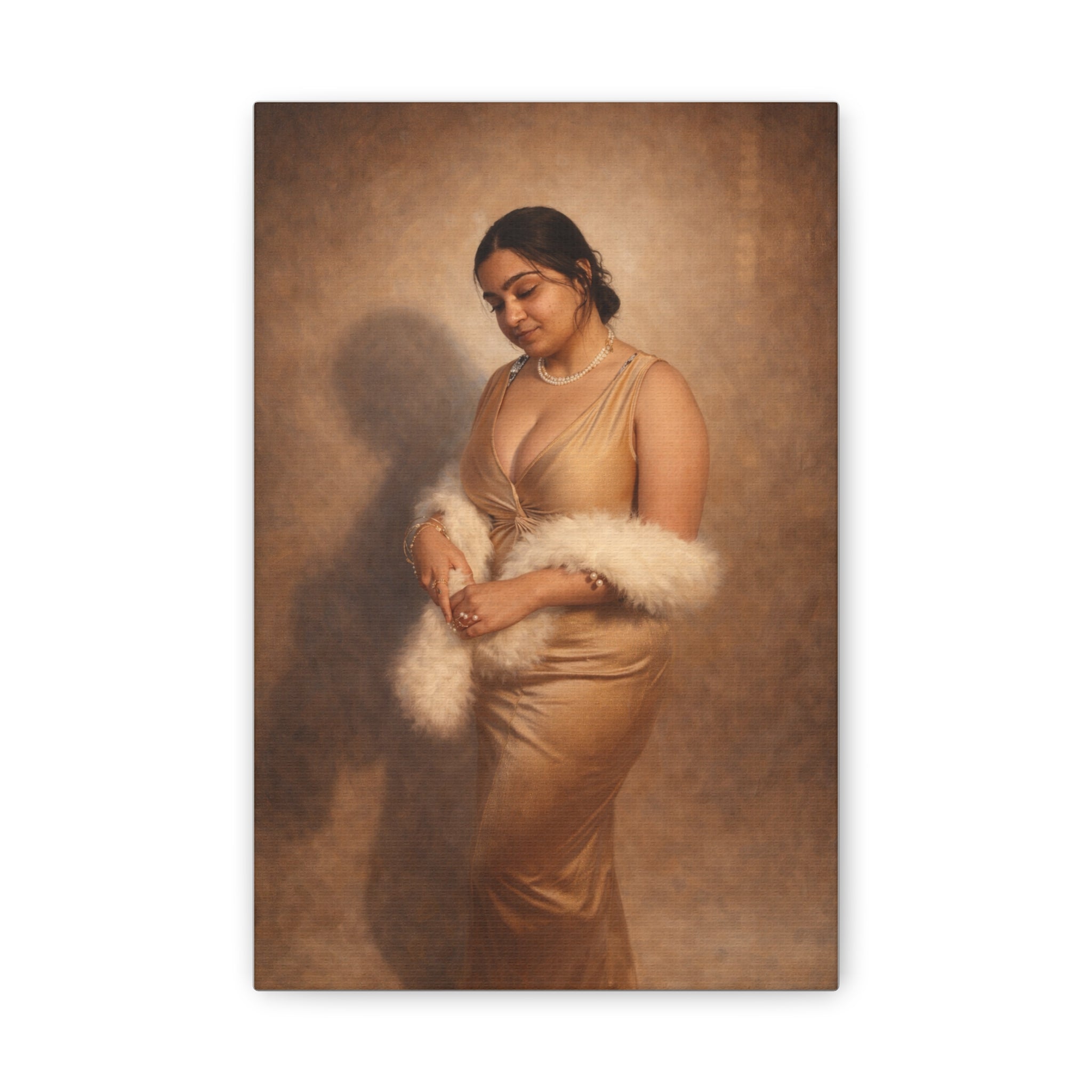 Classic Canvas Portrait Print — Vintage Glamour Woman Canvas Wall Art