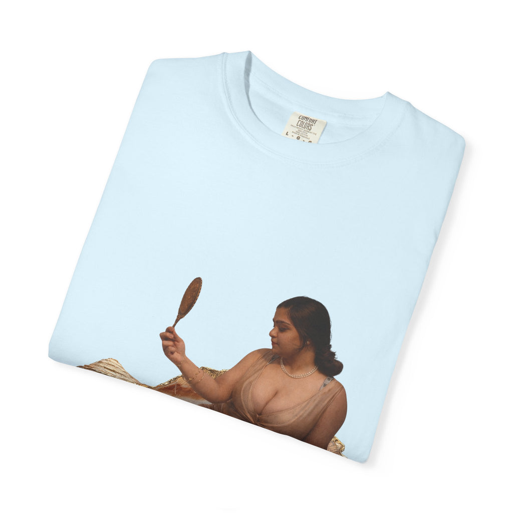 Venus Mirror T-Shirt — Nude Goddess Art Tee with 'Love, [Signature]' Back Print