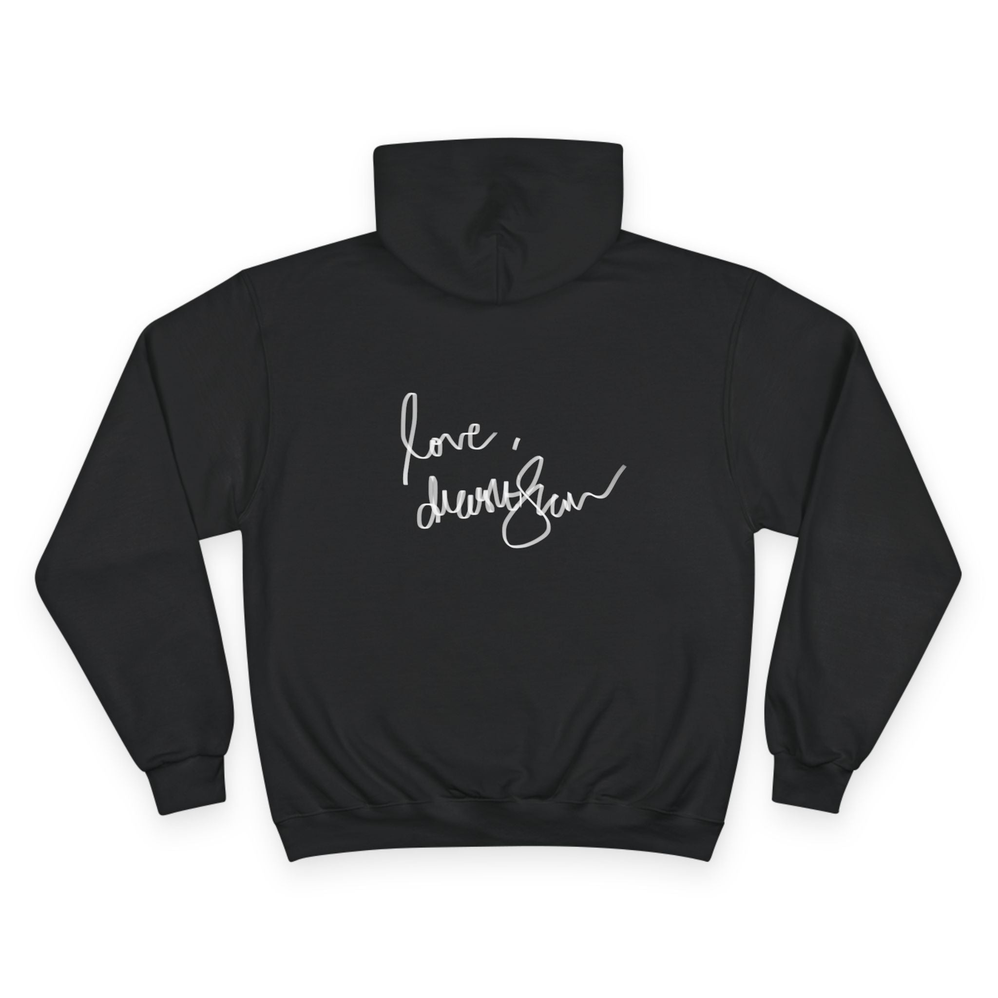 Champion Hoodie — Vintage Reclining Muse Graphic Hoodie with 'love, dunneGaur' Script