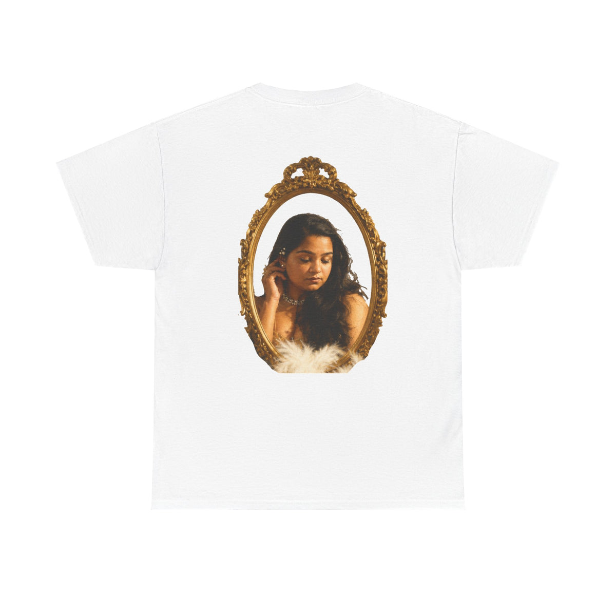 Drashti Portrait Frame Tee — Vintage Mirror Portrait Graphic T-Shirt