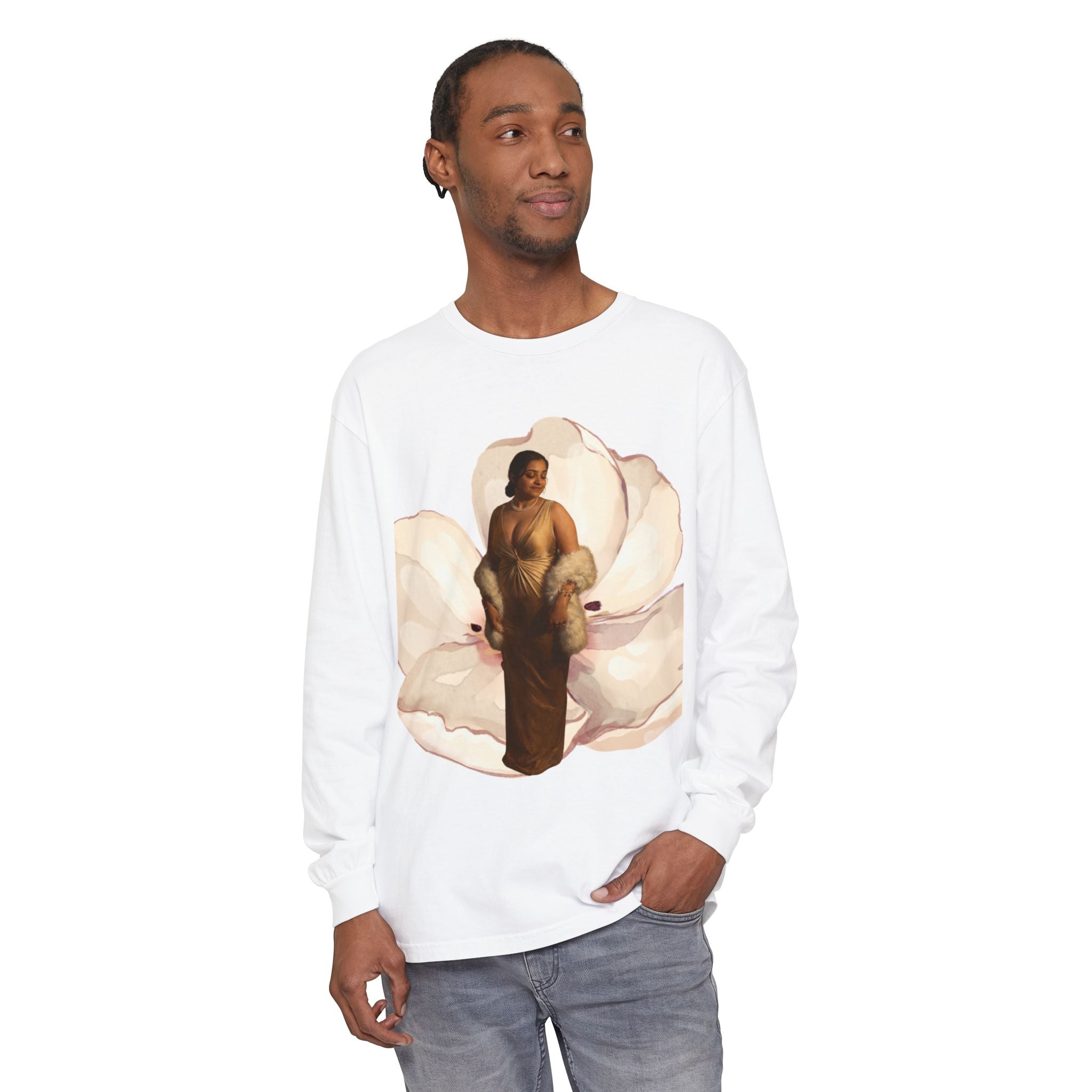We Will Be Home Long Sleeve Tee — Floral Vintage Portrait Graphic