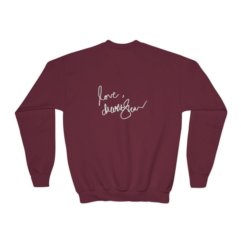 Youth Crewneck Sweatshirt — 'We Will Be Home' Vintage Portrait Graphic