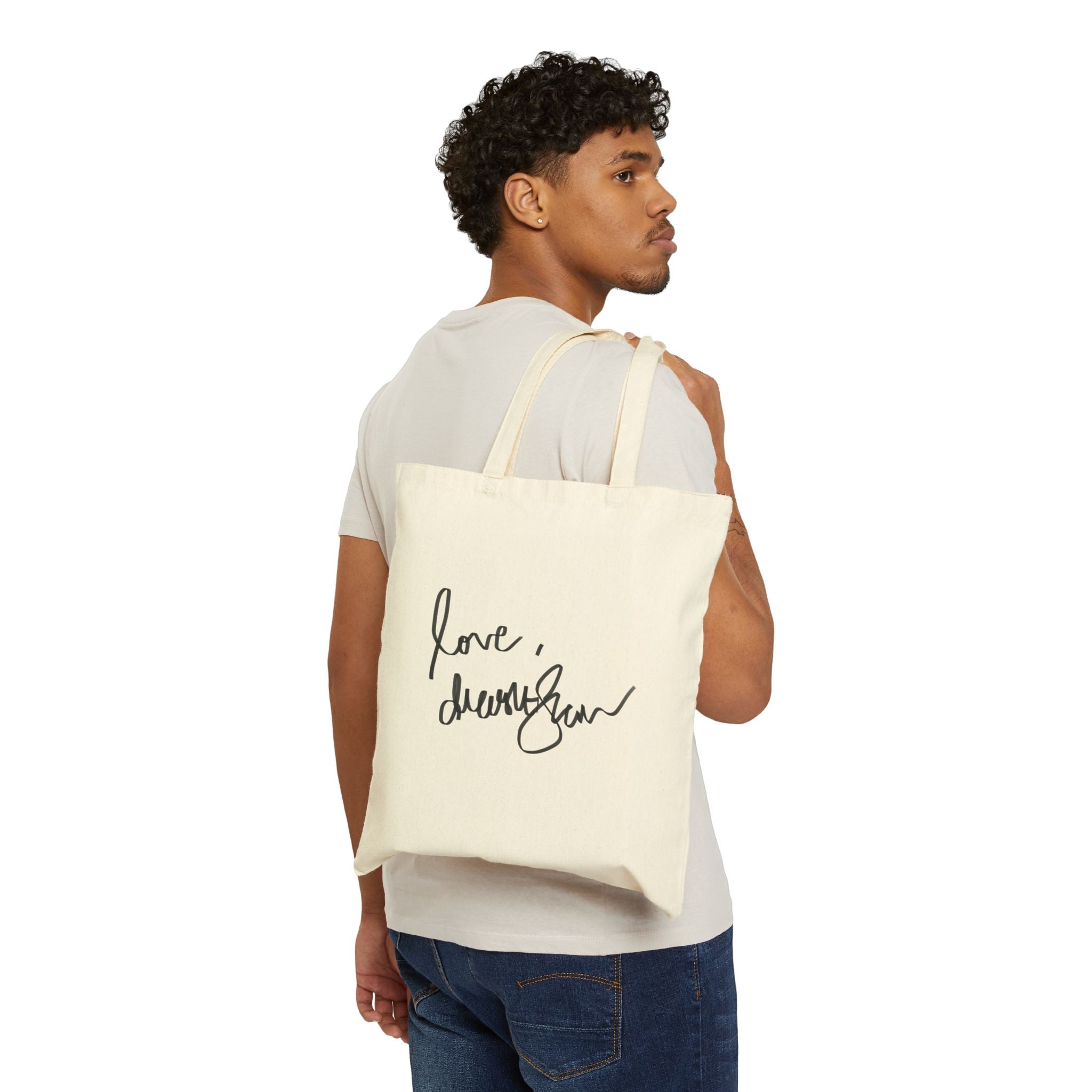 Tote Bag — Vintage Portrait “Love, [Signature]” Cotton Canvas Tote