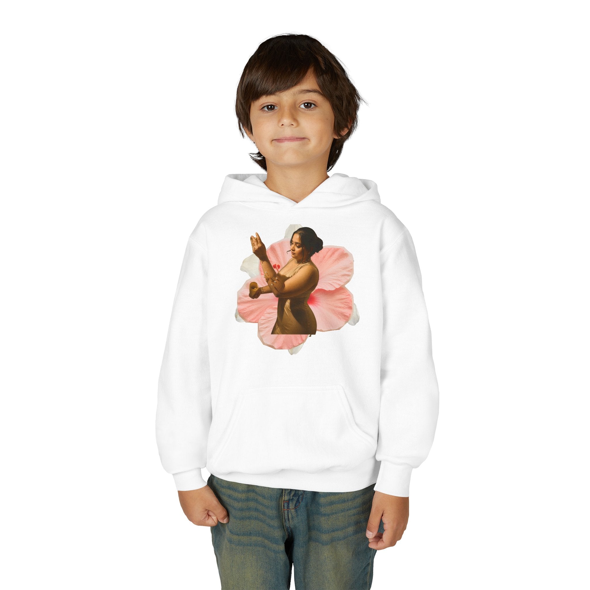 Youth Hoodie — Vintage Dancer Floral Graphic with “We Will Be Home” Back Script