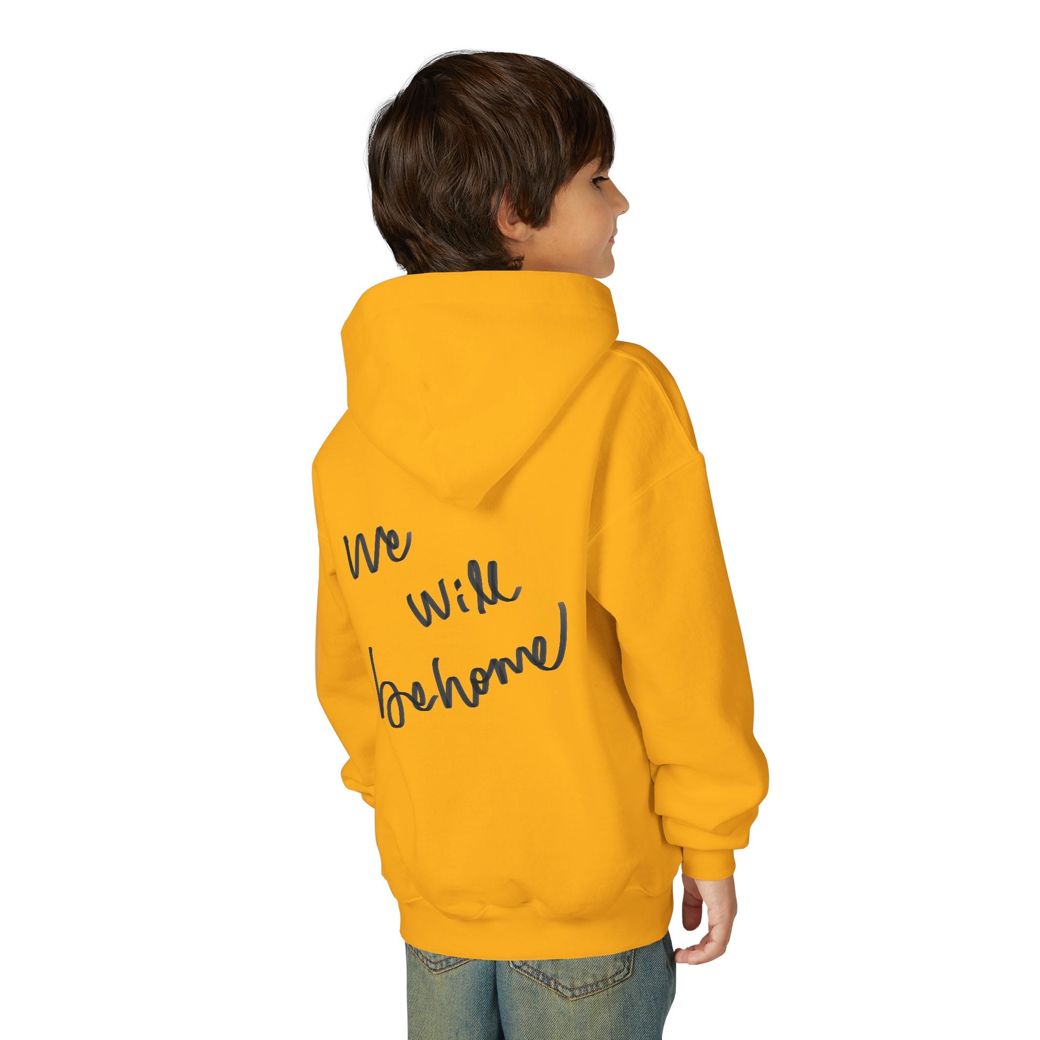 Youth Hoodie — Vintage Dancer Floral Graphic with “We Will Be Home” Back Script