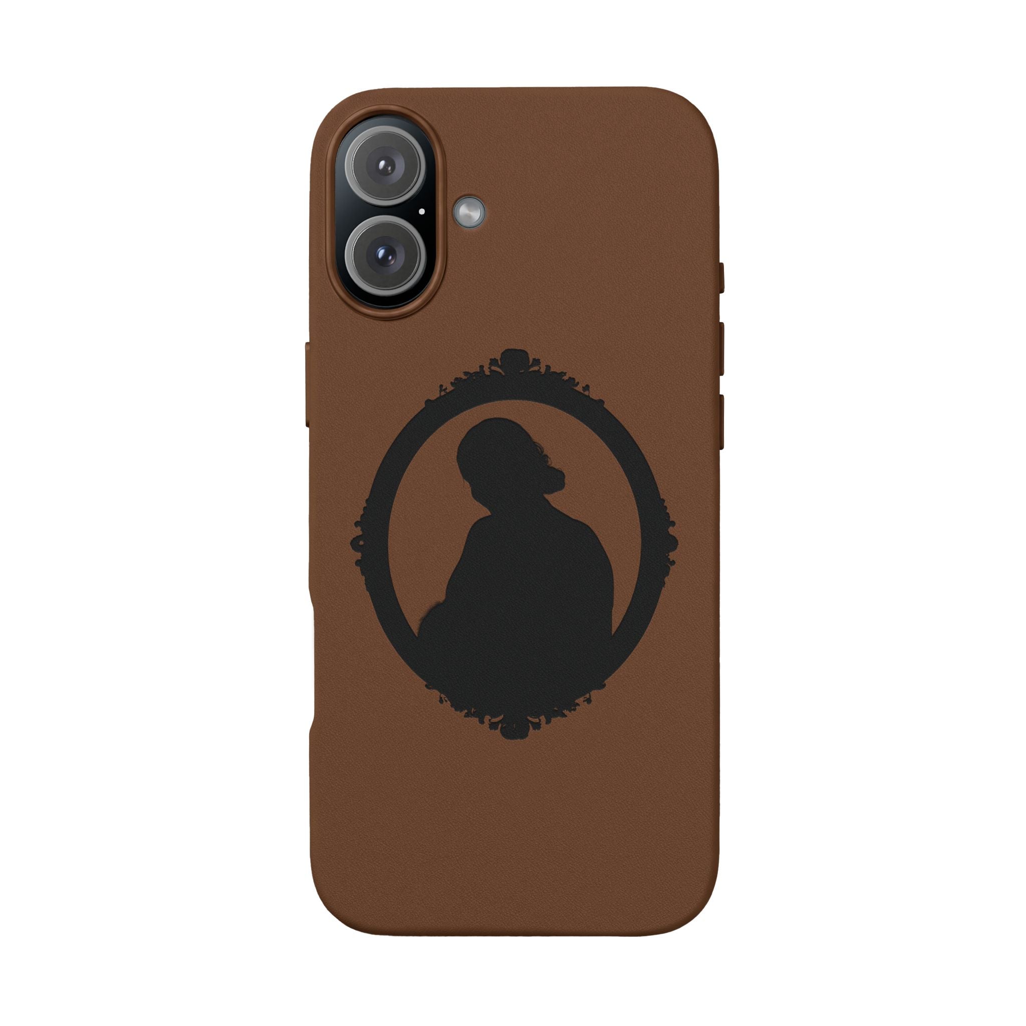 Engraved PU Leather Phone Case — Silhouette Outline Design