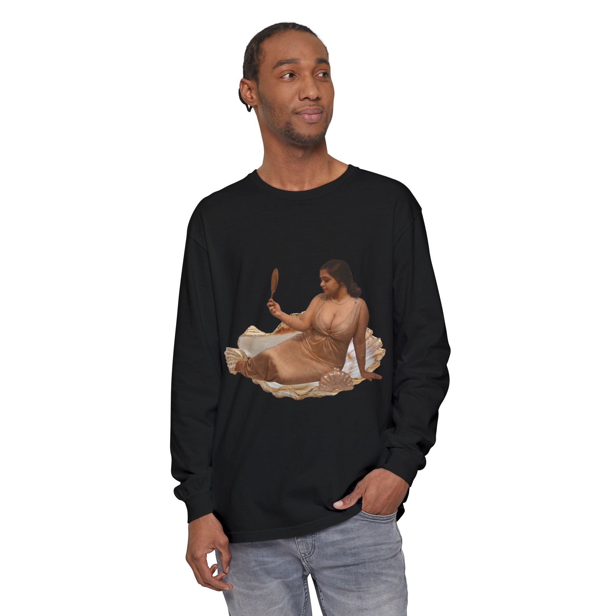 Long Sleeve T-Shirt — “Love, Dua Lipa” Shell Goddess Graphic