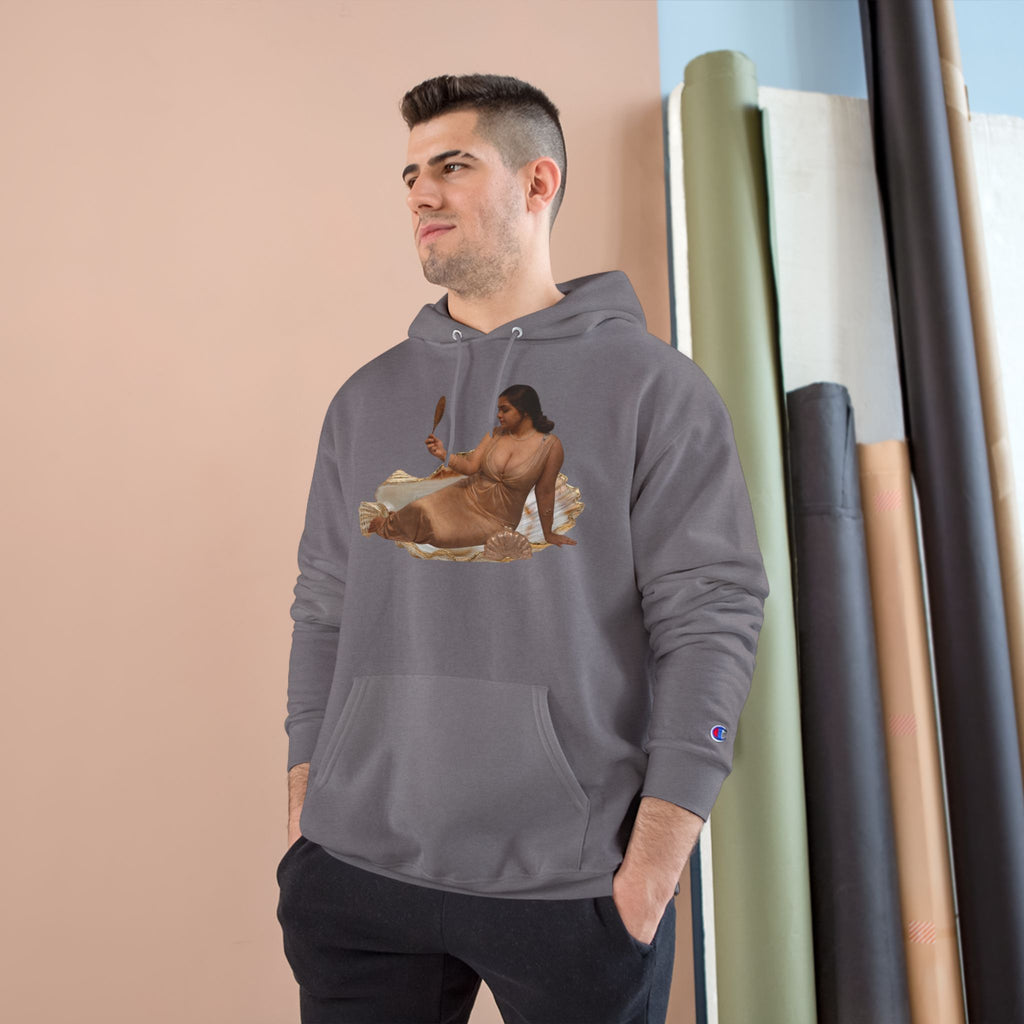 Champion Hoodie — Vintage Reclining Muse Graphic Hoodie with 'love, dunneGaur' Script