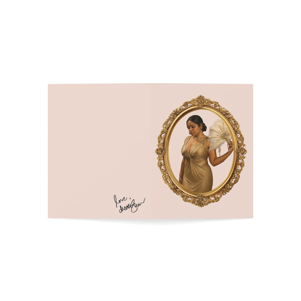 Greeting Card — Vintage Portrait with Gold Frame (Blank Inside)