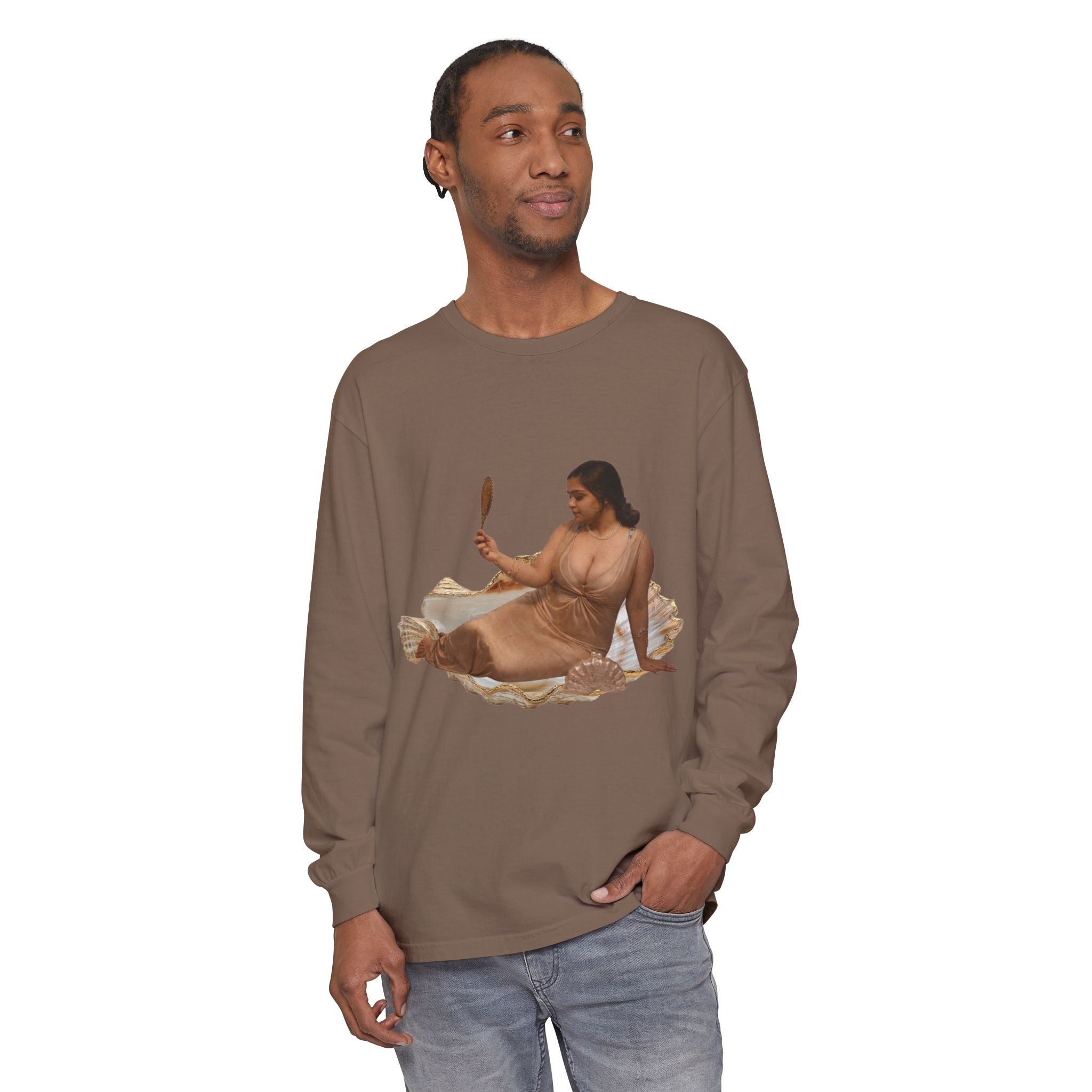 Long Sleeve T-Shirt — “Love, Dua Lipa” Shell Goddess Graphic