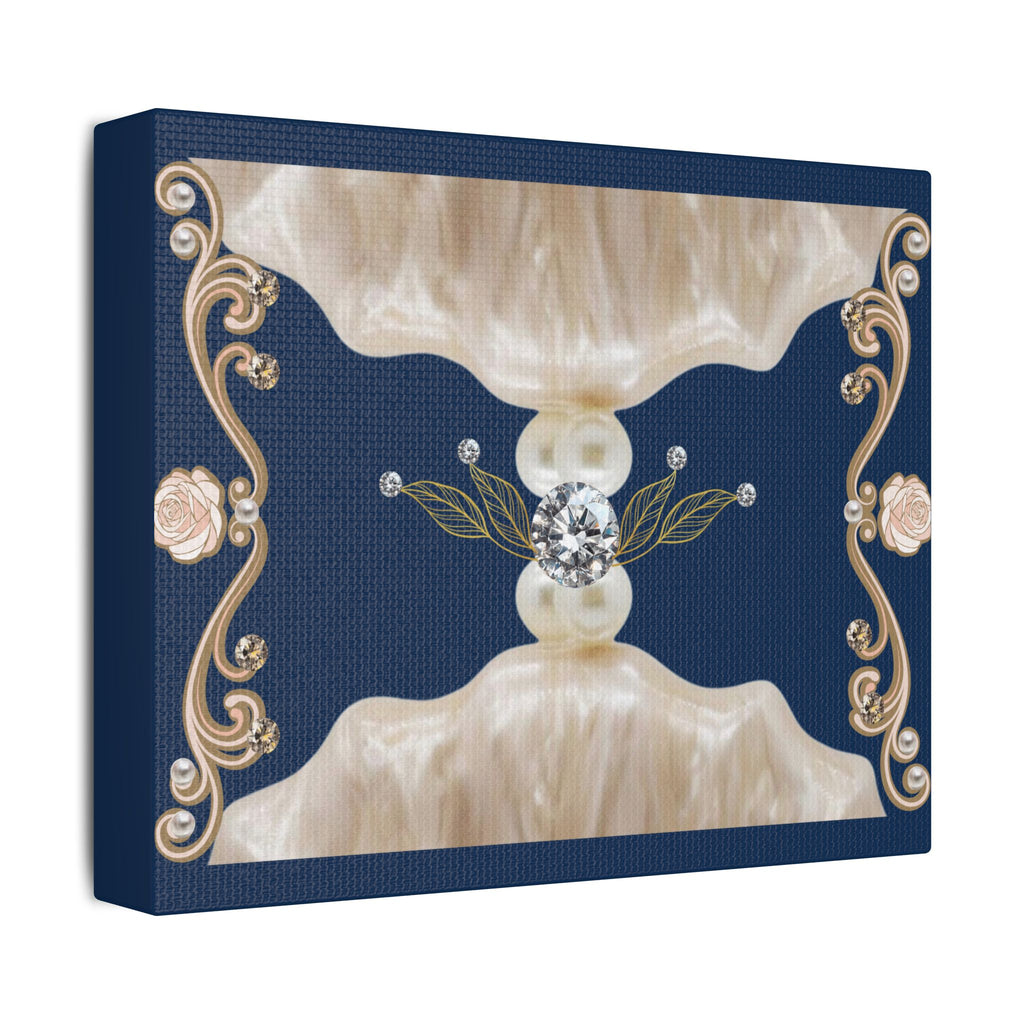 Navy Pearl Baroque Satin Canvas Wall Art — Stretched Decorative Print