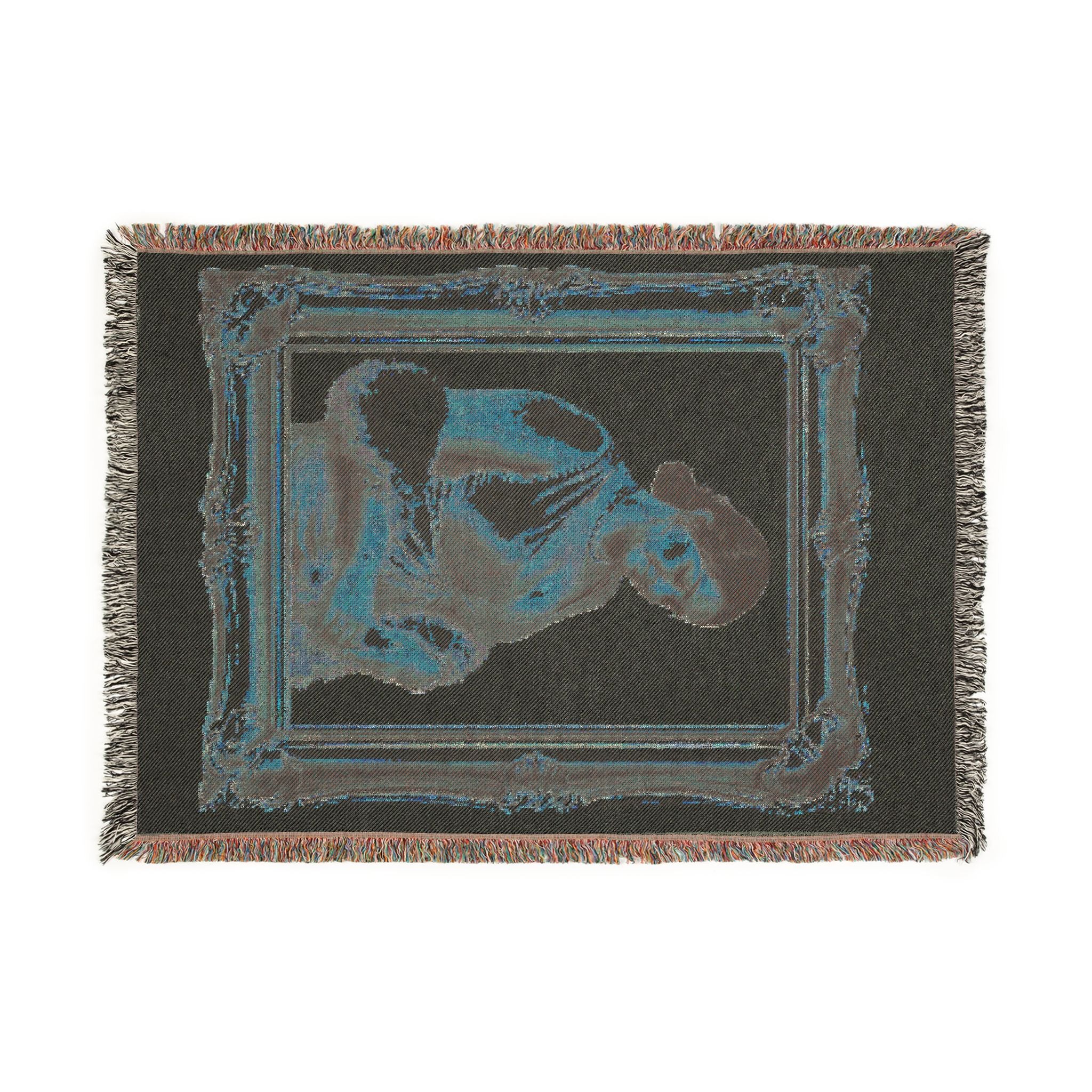 Vintage Portrait Woven Blanket — Framed Classical Art Throw