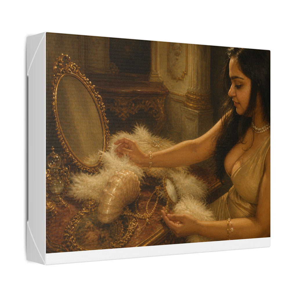 Vintage Boudoir Canvas Print — Woman at Vanity Classic Stretched Canvas