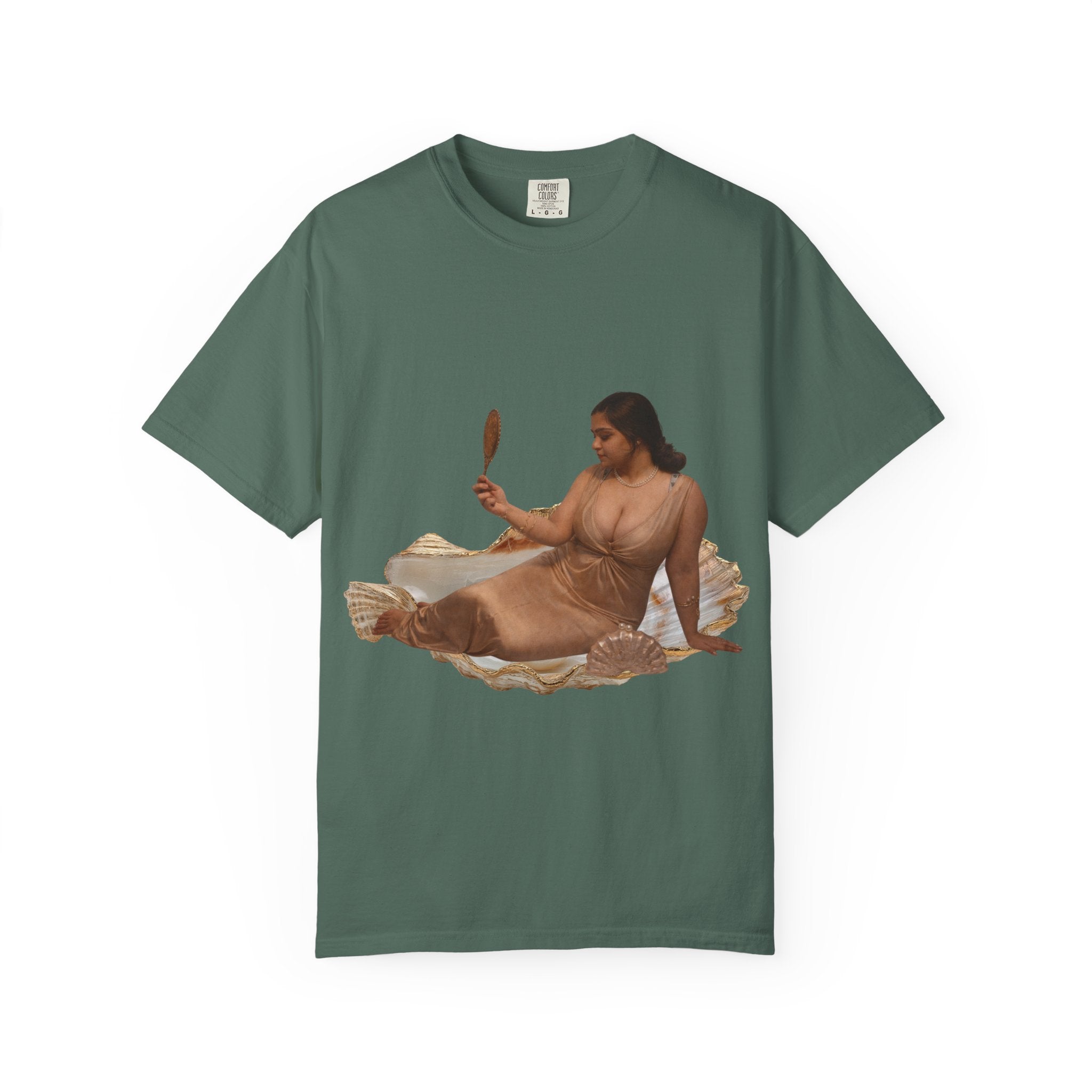 Venus Mirror T-Shirt — Nude Goddess Art Tee with 'Love, [Signature]' Back Print