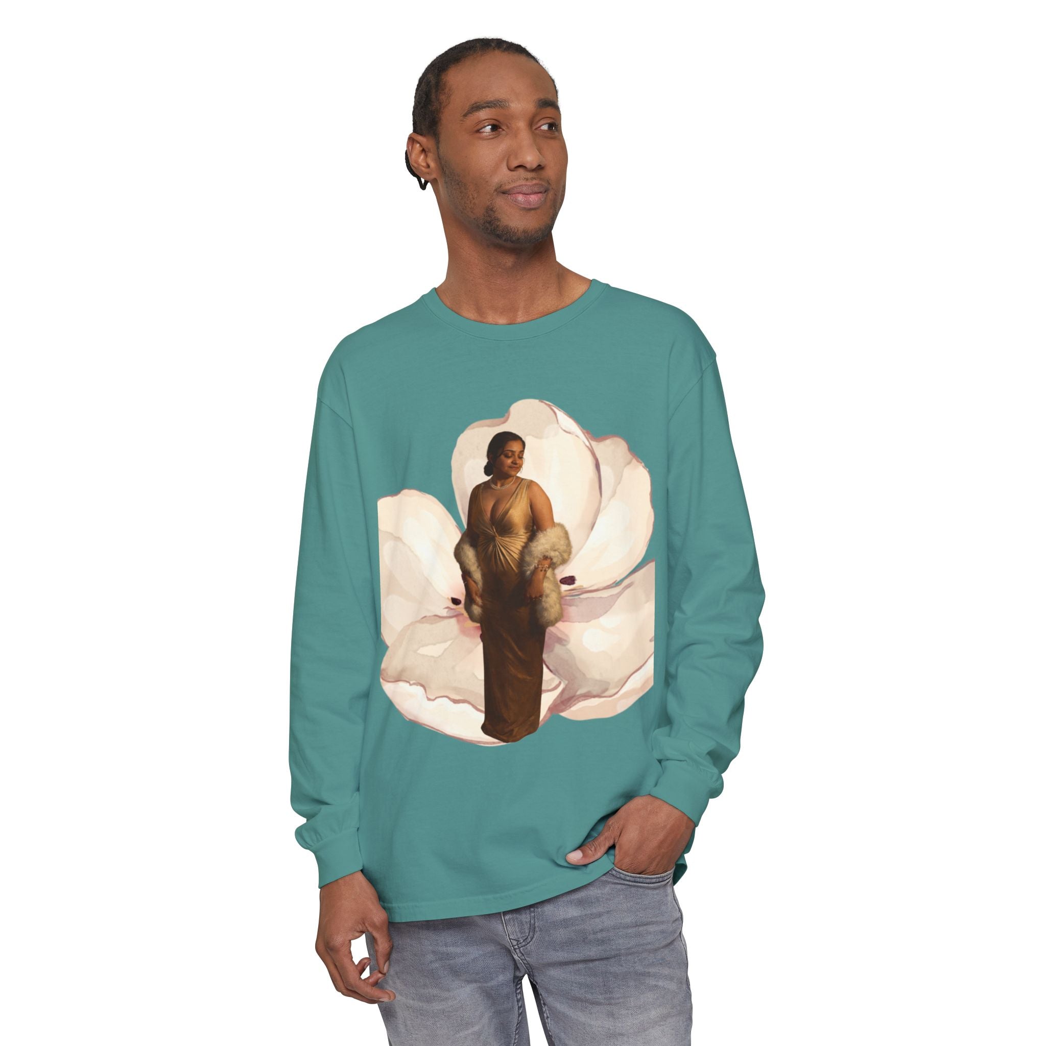 We Will Be Home Long Sleeve Tee — Floral Vintage Portrait Graphic