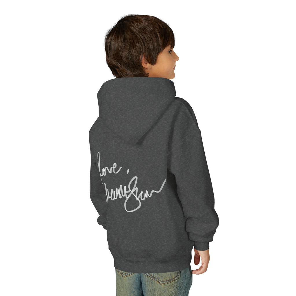 Youth Hoodie — Vintage Dancer Floral Graphic with “We Will Be Home” Back Script