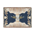 Ornate Woven Throw Blanket — Baroque Navy Floral Medallion