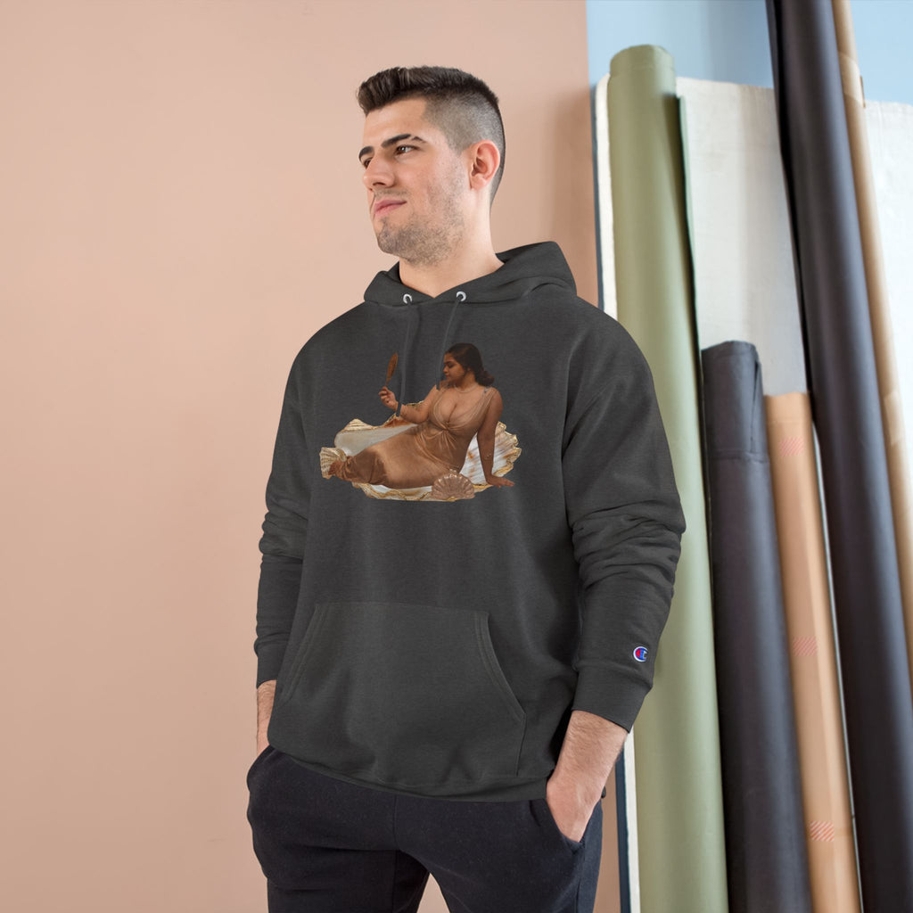 Champion Hoodie — Vintage Reclining Muse Graphic Hoodie with 'love, dunneGaur' Script