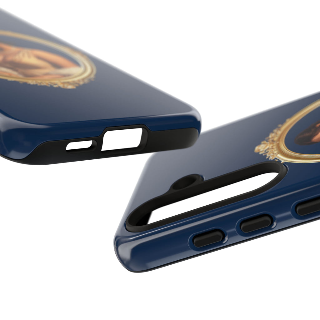 Vintage Portrait Phone Case — Elegant Gold Frame on Navy