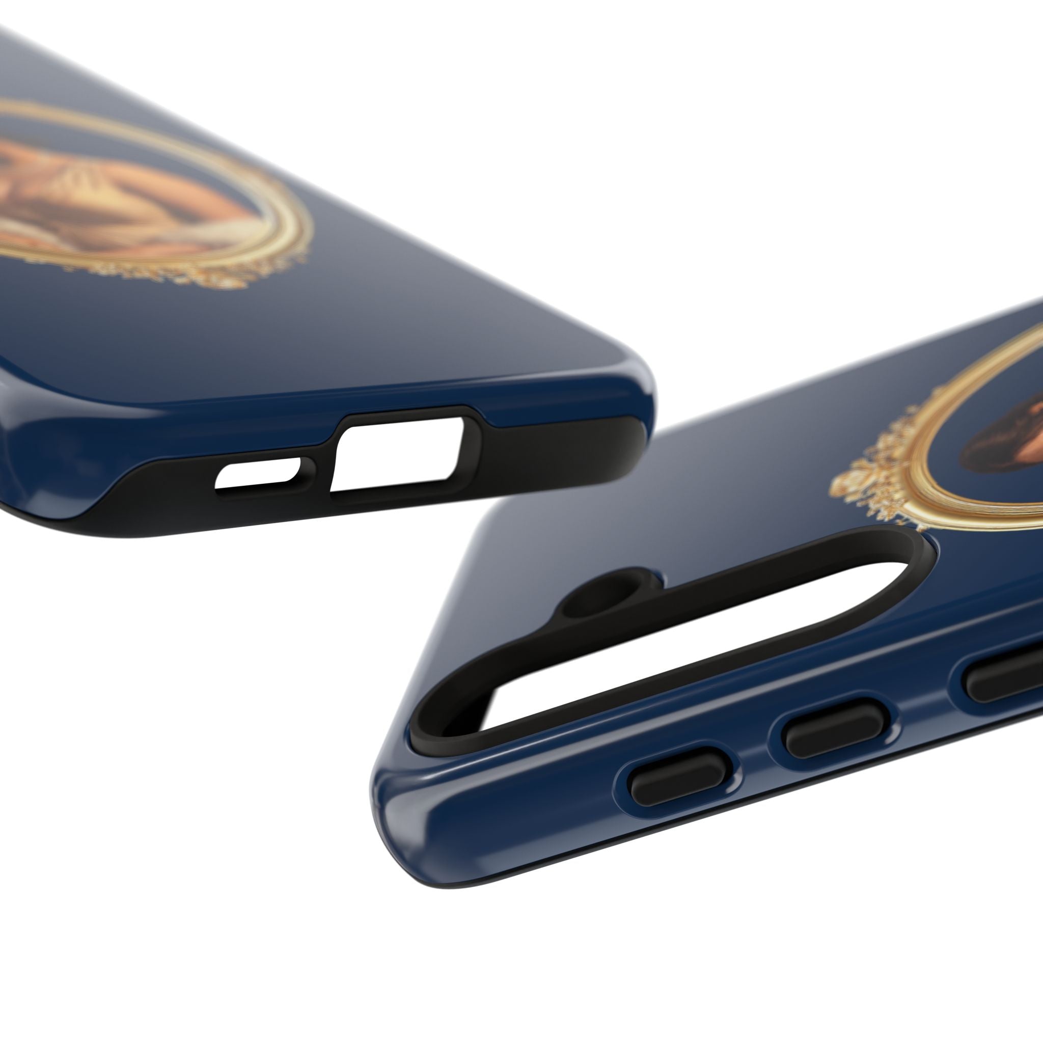 Vintage Portrait Phone Case — Elegant Gold Frame on Navy